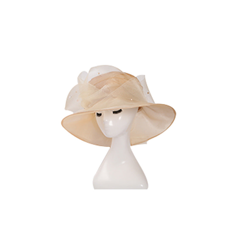 Wholesale Fascinators Kentucky Derby Hat Headwear Organza Bucket Hat Floppy Hat Sun Hat Holiday Cocktail Elegant Vintage With Rhinestone Cap Headpiece Headwear